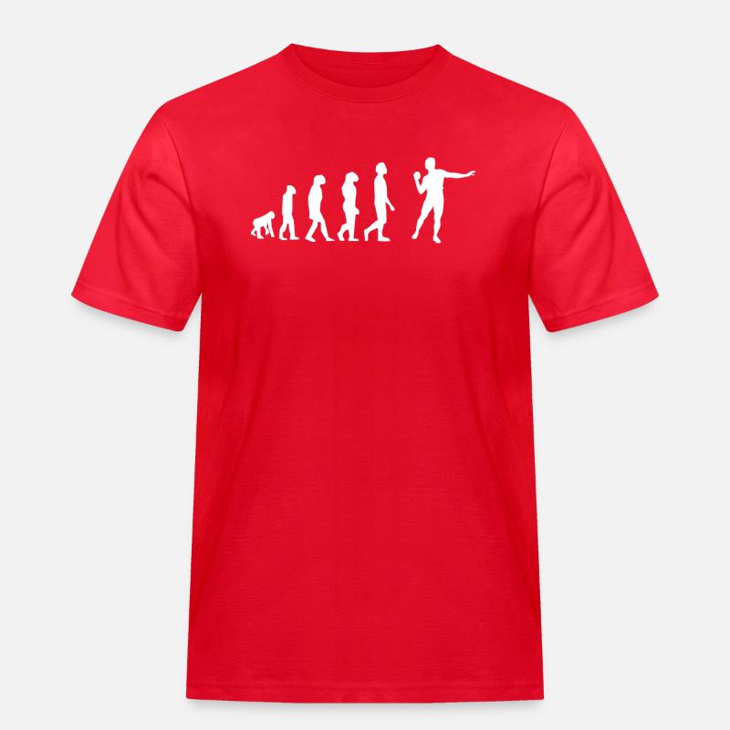Evolution des Gewichtswurfs - Männer Workwear T-Shirt - Rot