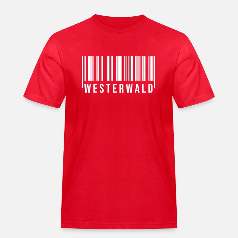 Westerwald Strichcode - Männer Workwear T-Shirt - Rot