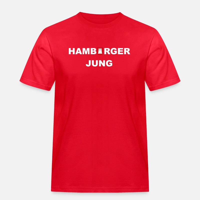 Hamburger Jung - Männer Workwear T-Shirt - Rot