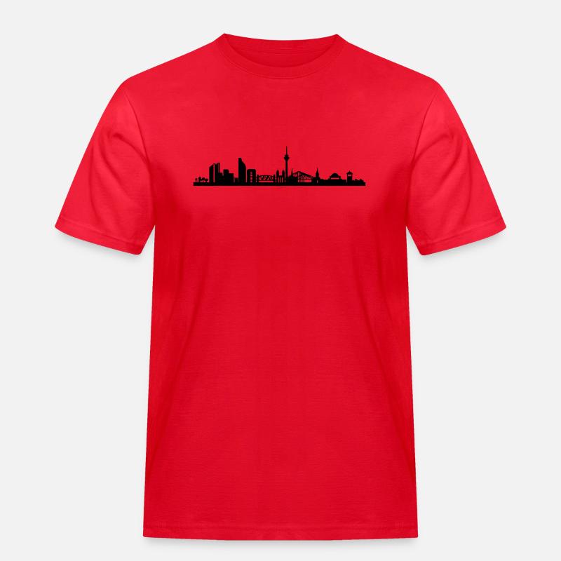 Skyline Düsseldorf - Männer Workwear T-Shirt - Rot