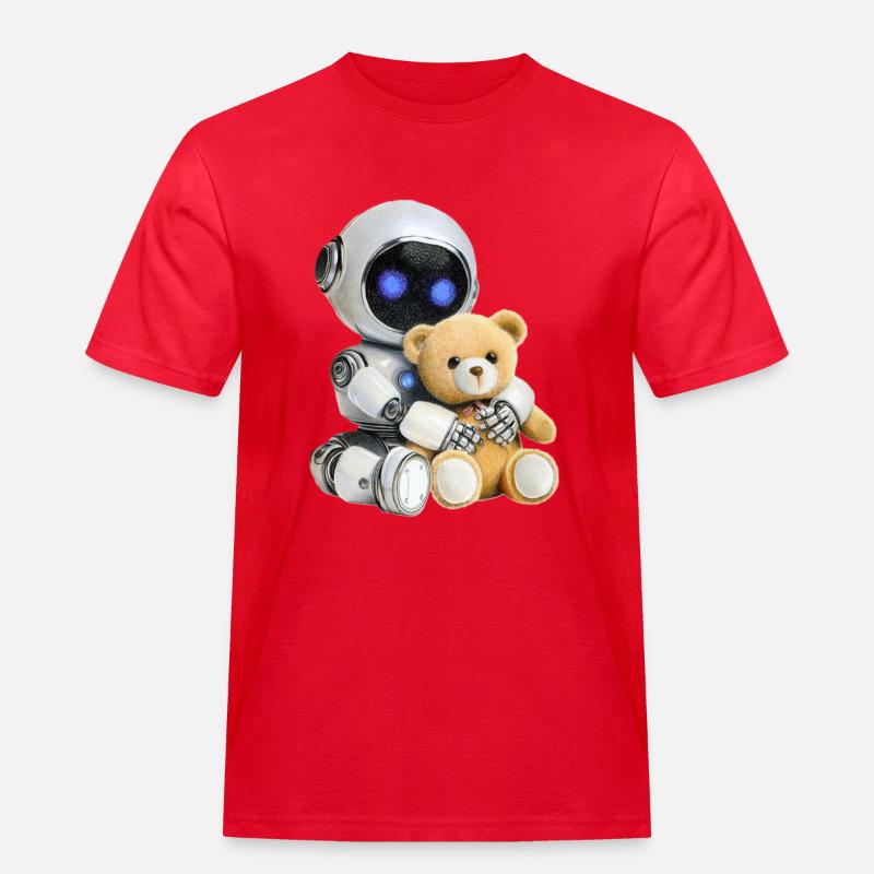 Roboter Teddy - Männer Workwear T-Shirt - Rot
