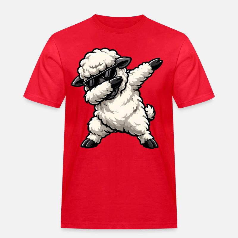 Dabbing Schaf - Männer Workwear T-Shirt - Rot