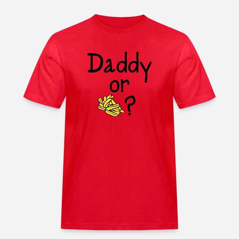 Daddy oder Chips? - Männer Workwear T-Shirt - Rot