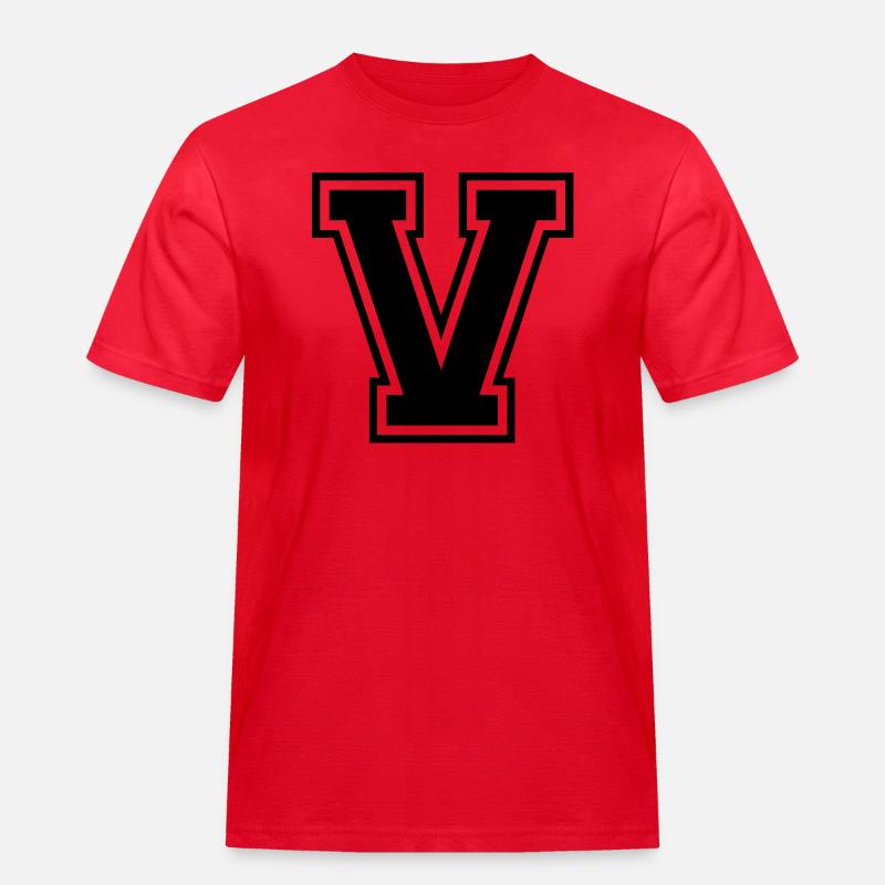 v - Männer Workwear T-Shirt - Rot