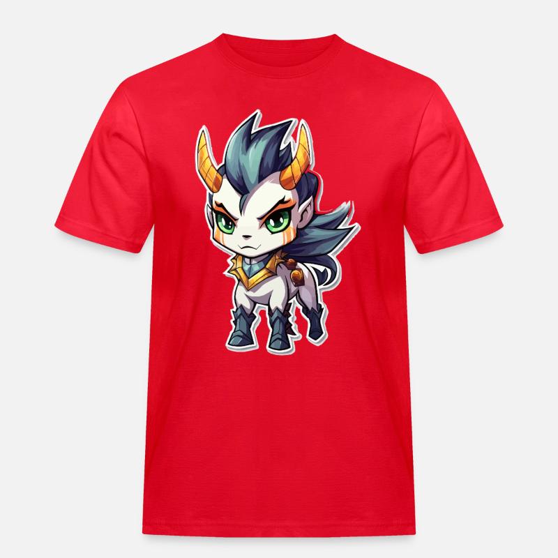 Chibi Dämonenpferd - Männer Workwear T-Shirt - Rot