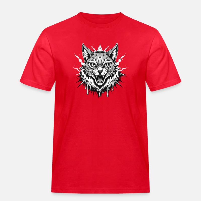 cat black and withe - Men's Workwear T-Shirt - red