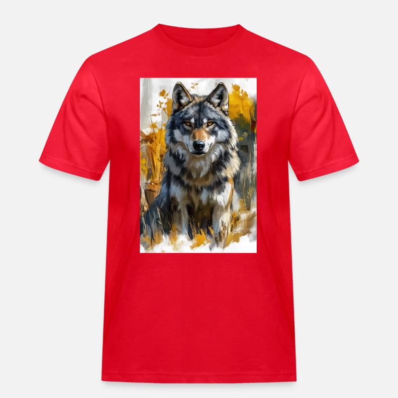 Illustration eines Wolfes - Männer Workwear T-Shirt - Rot