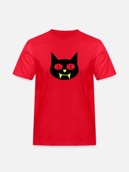 Halloween vampire cat with canines - Men's Workwear T-Shirt - red