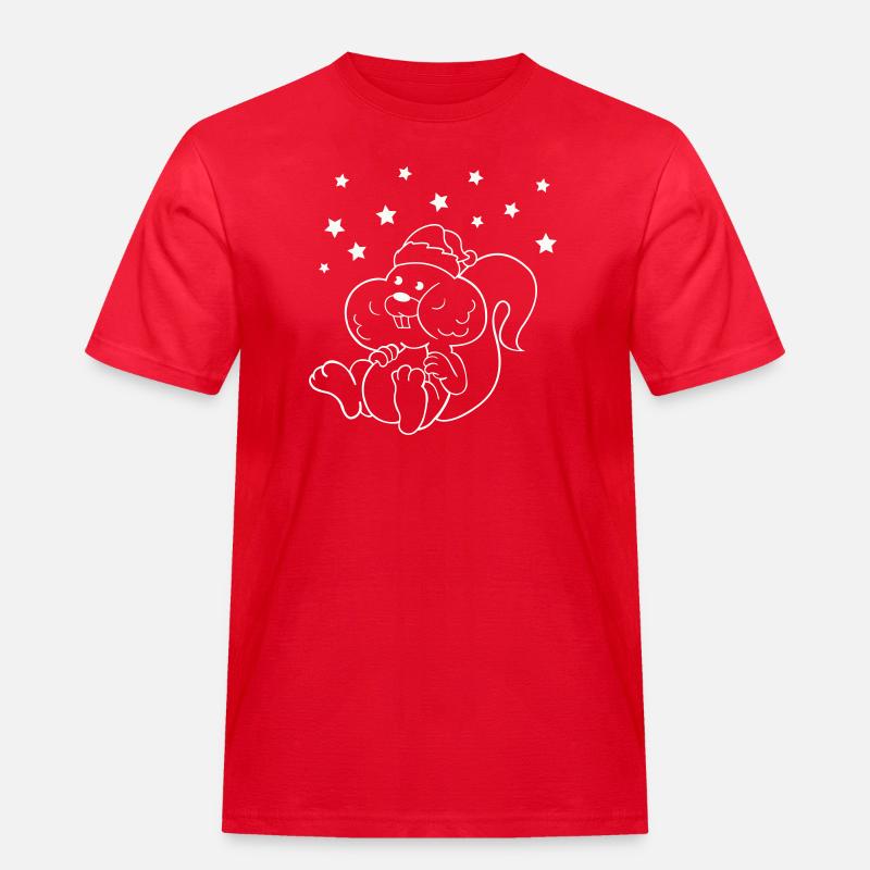 Weihnachts Einhörnchen - Männer Workwear T-Shirt - Rot