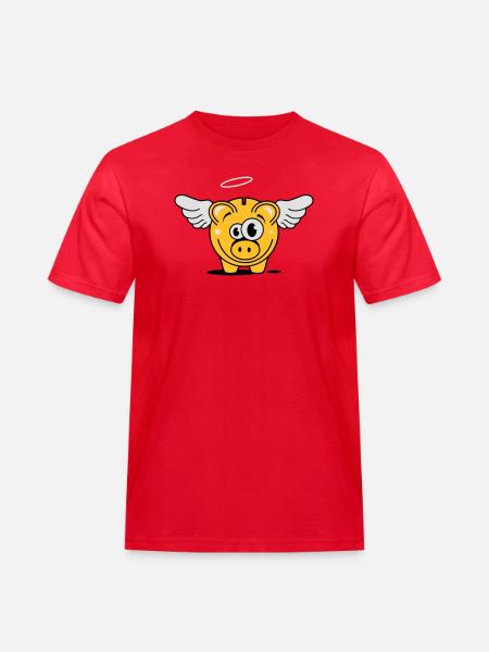 Sparschwein mit Flügel und Heiligenschein - Männer Workwear T-Shirt - Rot