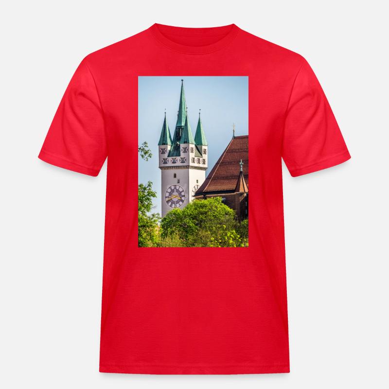 Straubing torre della città - Maglietta da lavoro per uomo - rosso