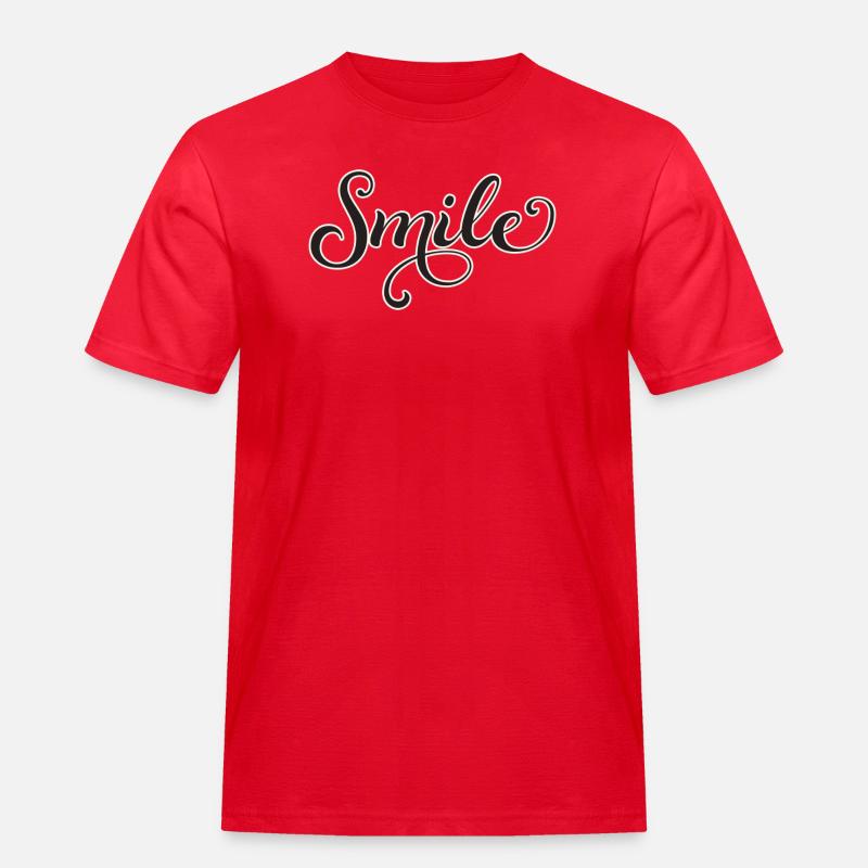 Smiling Script Lettering Smile - Men's Workwear T-Shirt - red