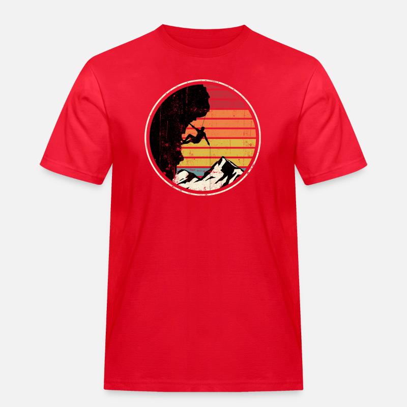 Sunset Summit Climber Silhouette - Männer Workwear T-Shirt - Rot