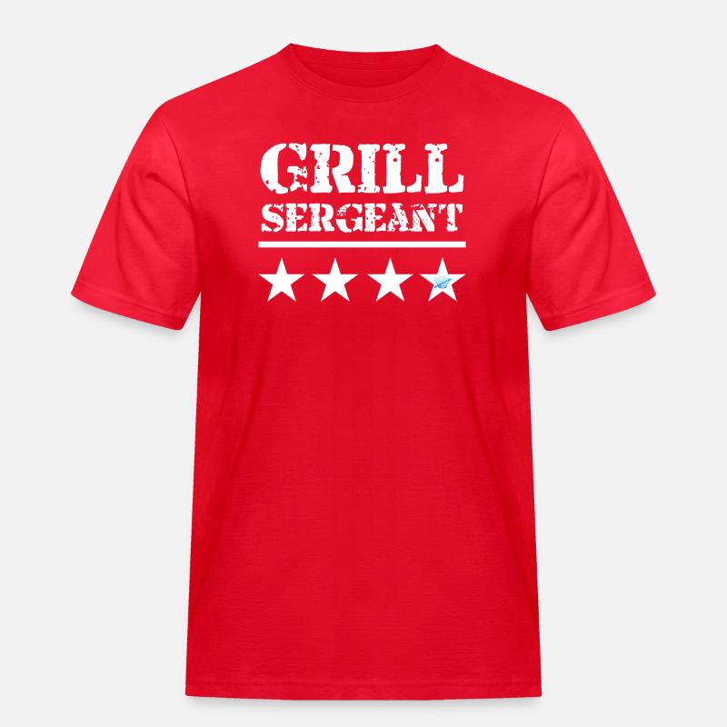 Grill Sergeant - BBQ King - Männer Workwear T-Shirt - Rot