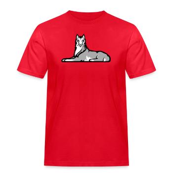 Chechen Lone Wolf - Men's Workwear T-Shirt - red - Front - AI Model Male 185 dark (185cm)