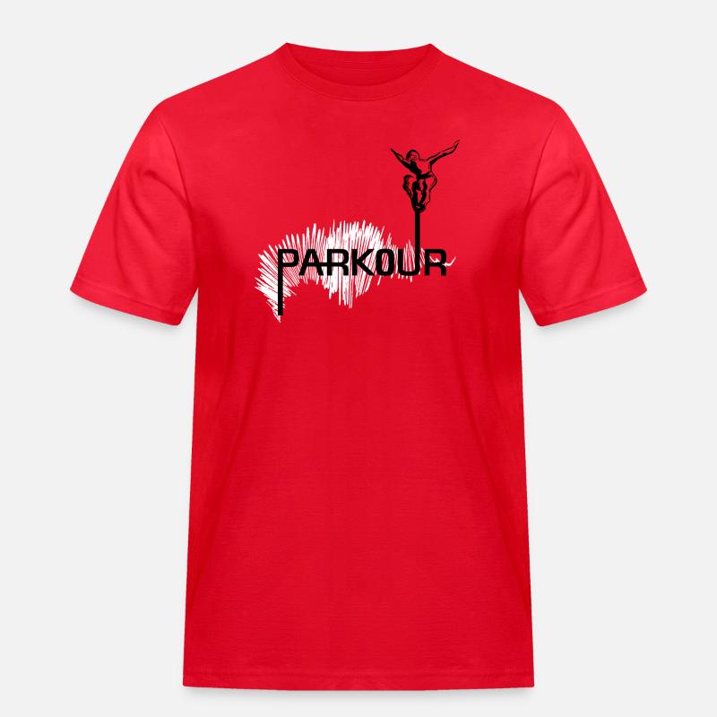 Parkour Ninja - black-white - Männer Workwear T-Shirt - Rot