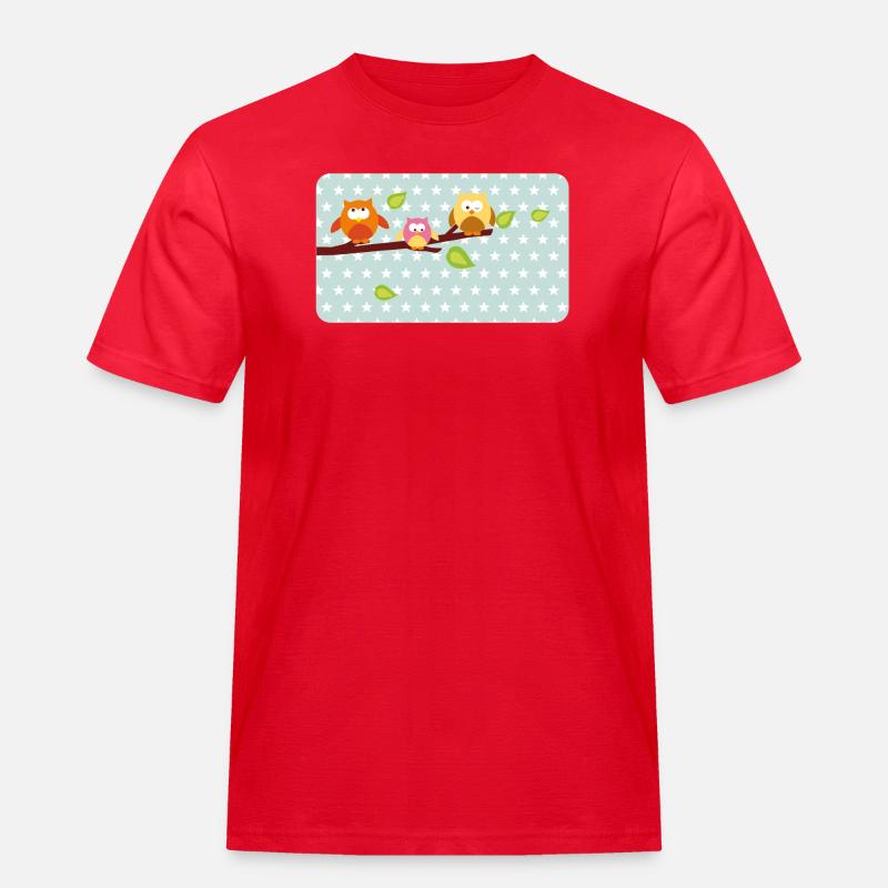 Kleine Eulen mit Sternchen mint | personalisierbar - Männer Workwear T-Shirt - Rot