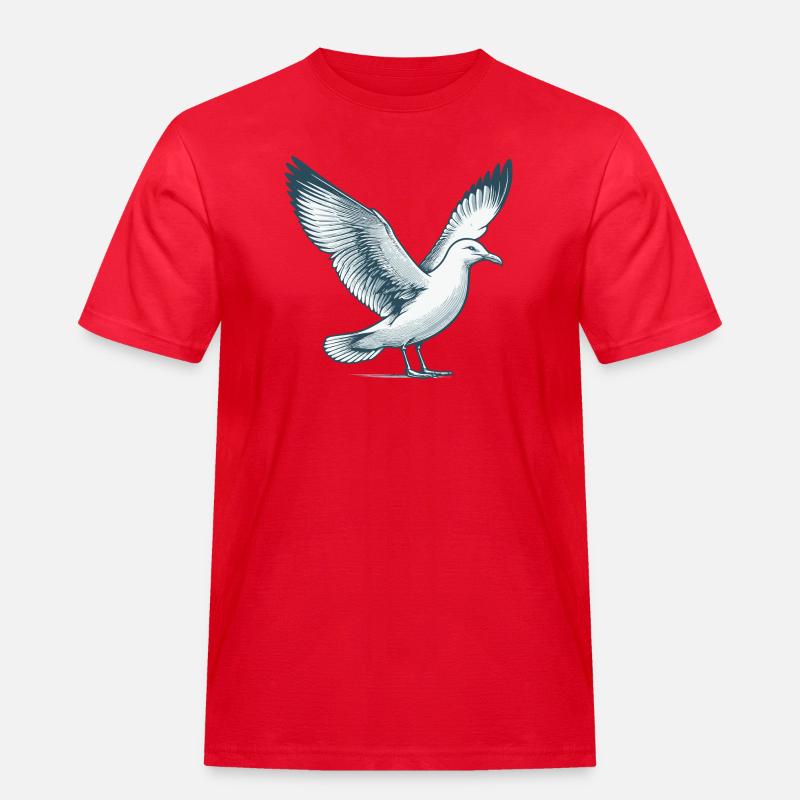 Möwe - Männer Workwear T-Shirt - Rot