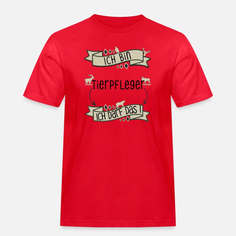 Lustiger Tierpfleger Spruch - ich darf das! - Männer Workwear T-Shirt - Rot