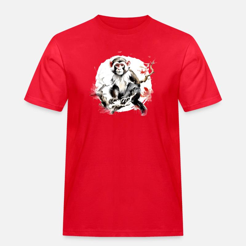 Chinesisches Sternzeichen Affe - Männer Workwear T-Shirt - Rot
