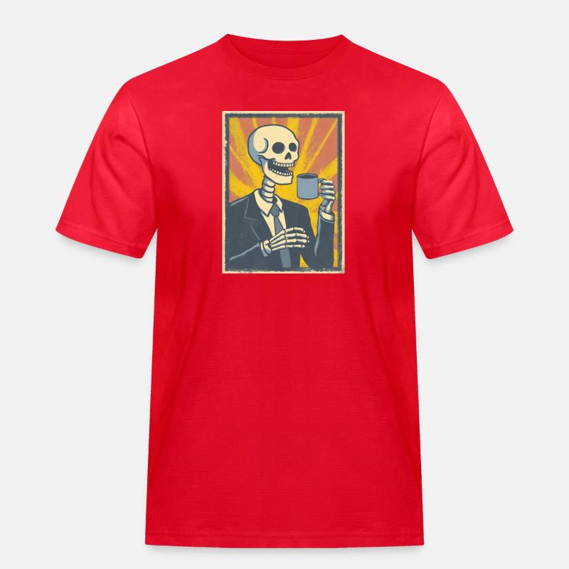 Kaffee oder Grab – was soll’s! - Männer Workwear T-Shirt - Rot