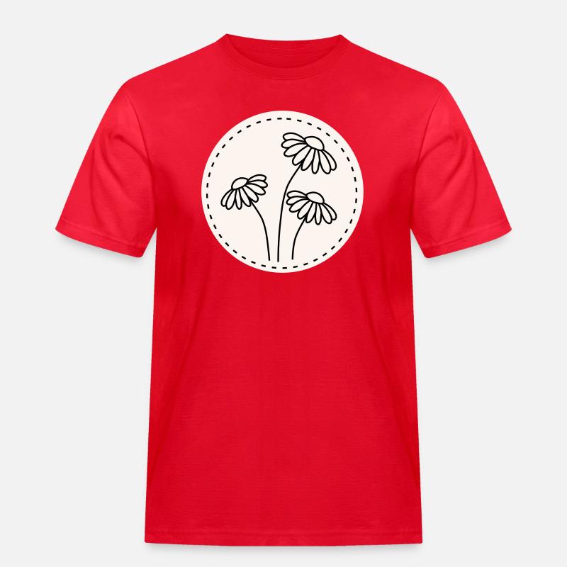 Gänseblümchen Line Art – Blumen Motiv Kreis - Männer Workwear T-Shirt - Rot