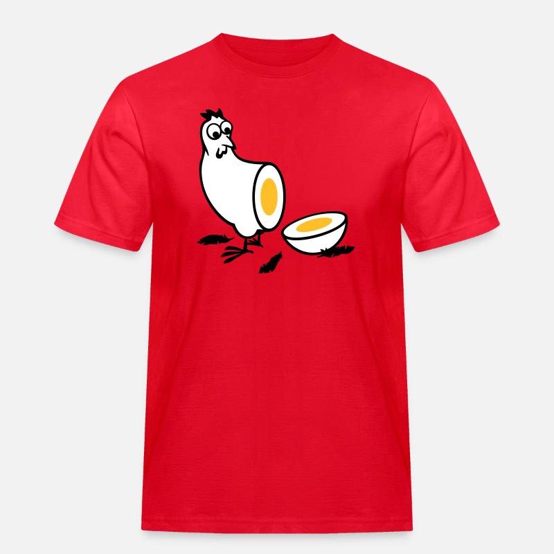 Huhn oder Ei - Männer Workwear T-Shirt - Rot