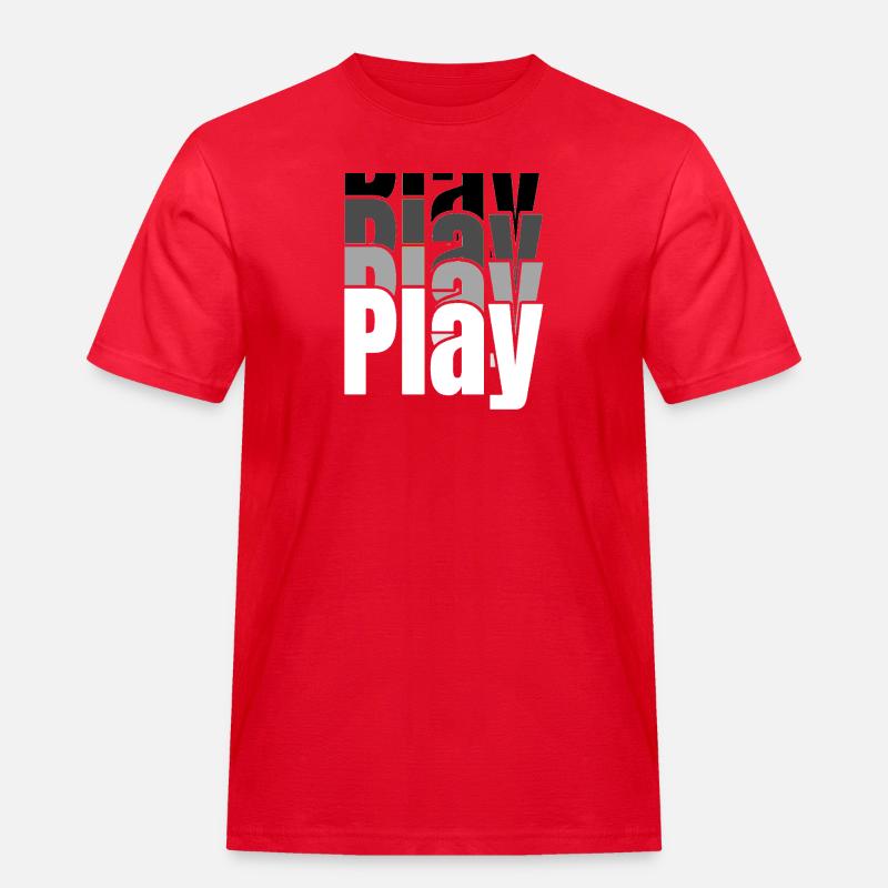 Overlapping Play Typography - Men's Workwear T-Shirt - red