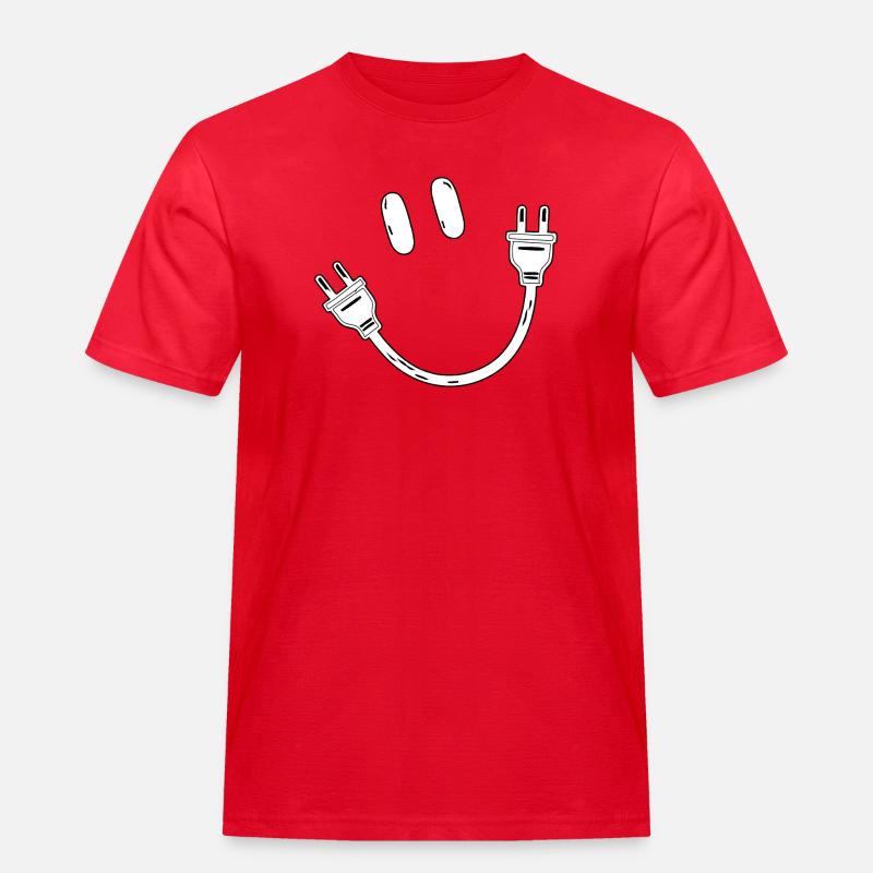 Strom Schuko Stecker Steckdose Elektrik Geschenk - Männer Workwear T-Shirt - Rot
