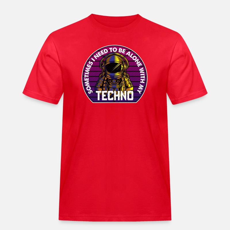 Techno Astronaut Circle Abzeichen - Männer Workwear T-Shirt - Rot