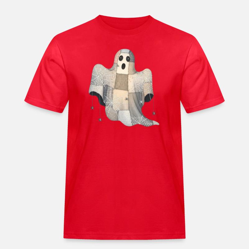 Patchwork Geist mit Spinnennetzen - Männer Workwear T-Shirt - Rot