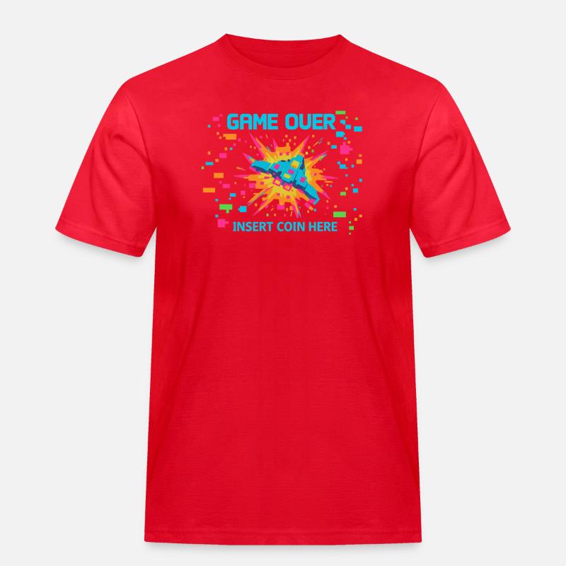 Game Over Neon Arcade Game - Männer Workwear T-Shirt - Rot