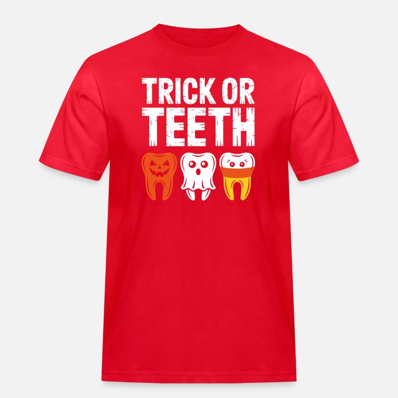 Trick oder Teeth Halloween-Trio - Männer Workwear T-Shirt - Rot