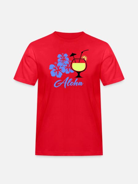 Aloha Hibiscus Tropical Drink - Men's Workwear T-Shirt - red
