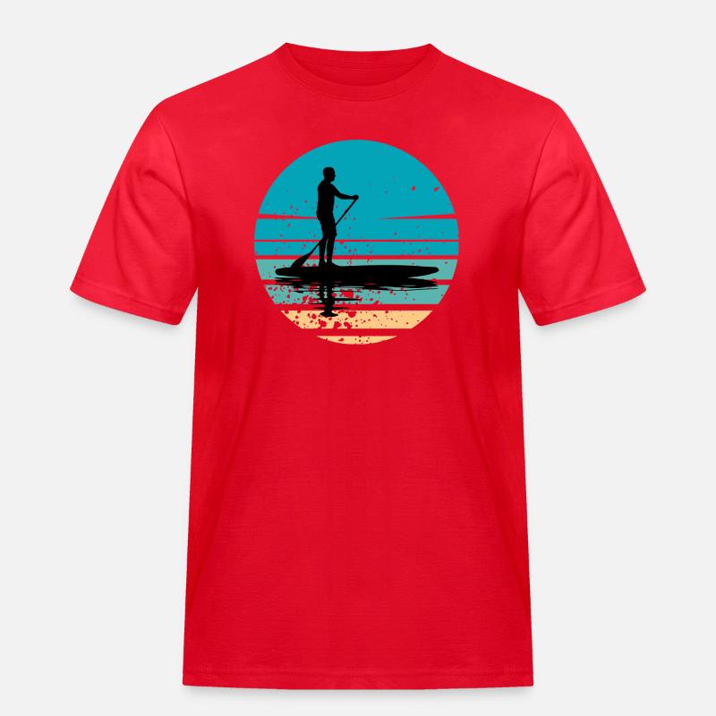 Paddleboard mit maritimer Atmosphäre im Retro-Stil - Männer Workwear T-Shirt - Rot