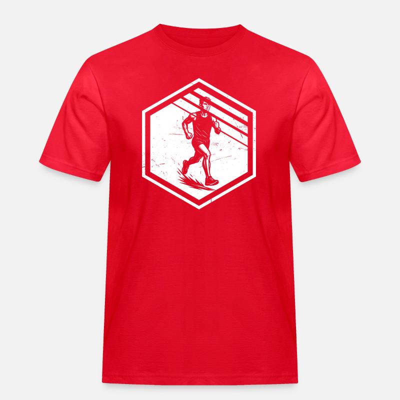 Modernes Running Artwork - Männer Workwear T-Shirt - Rot