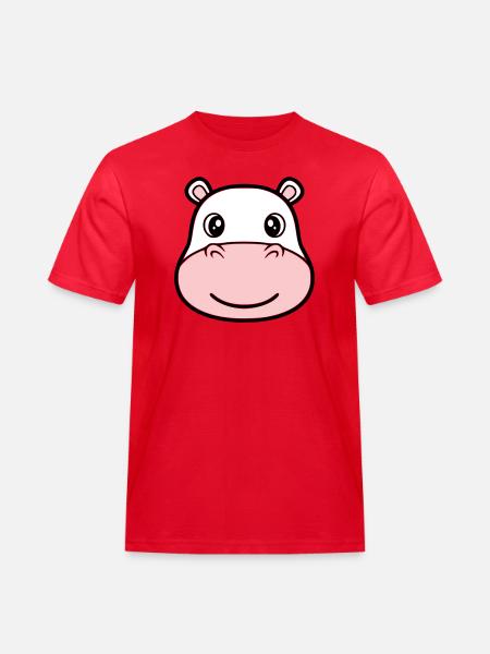 Hippopotamus Head Face Mask Smile - Men's Workwear T-Shirt - red