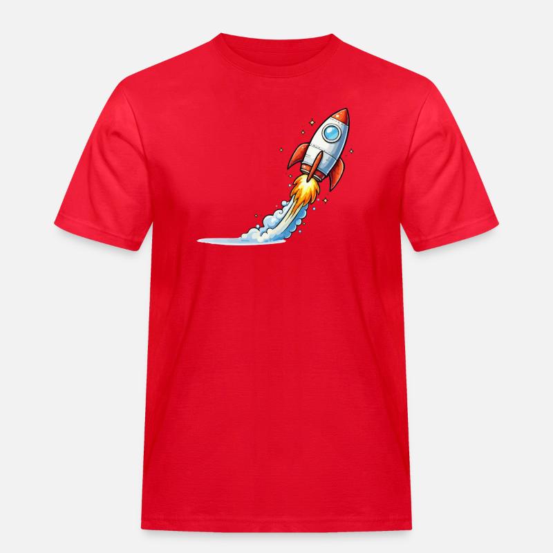 Conception de dessins animés Rocket Launch - T-shirt Workwear homme - rouge