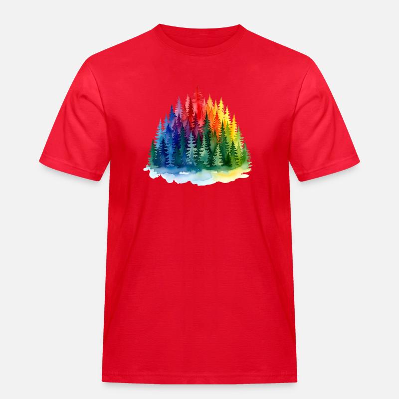 Regenbogenwald Silhouette Rainbow forest - Männer Workwear T-Shirt - Rot
