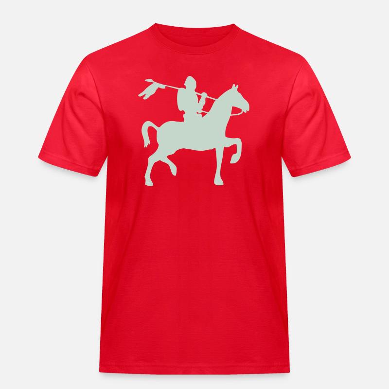 Ritter Krieger auf ein Pferd - Männer Workwear T-Shirt - Rot
