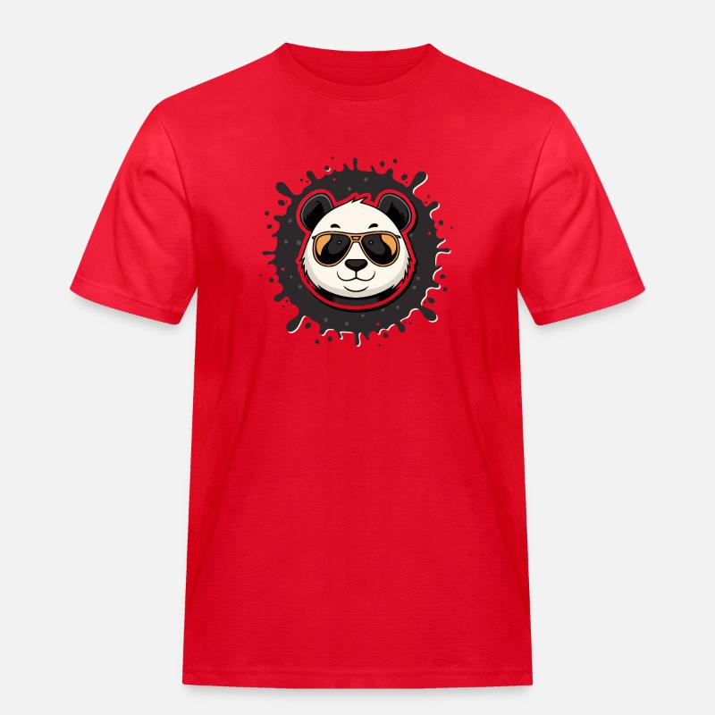 Panda Chic Gläser oranger Spritzer - Männer Workwear T-Shirt - Rot