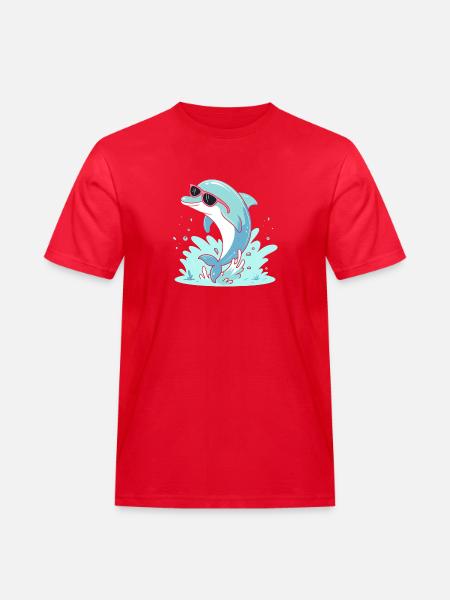 Delfin-Sommer-Pinkbrille - Männer Workwear T-Shirt - Rot