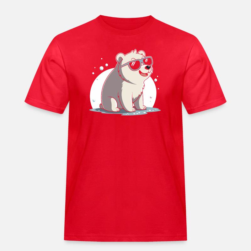 Schicker Eisbär mit Brille - Männer Workwear T-Shirt - Rot