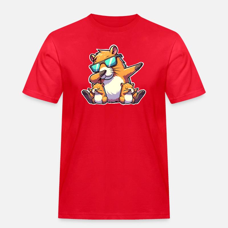 Capybara Papa - Männer Workwear T-Shirt - Rot