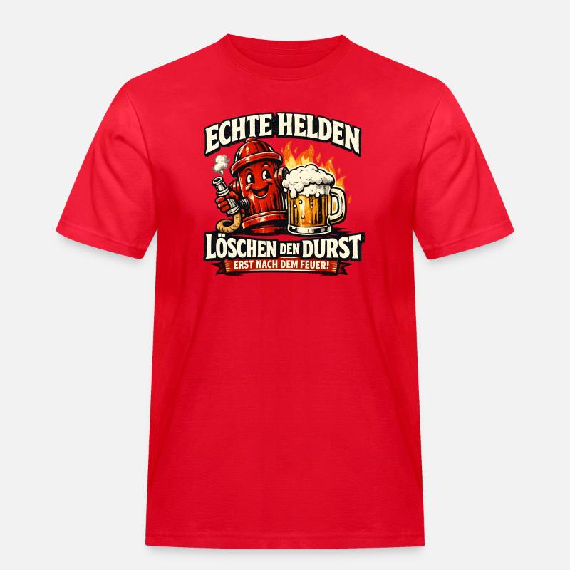 Echte Helden löschen den Durst - Männer Workwear T-Shirt - Rot