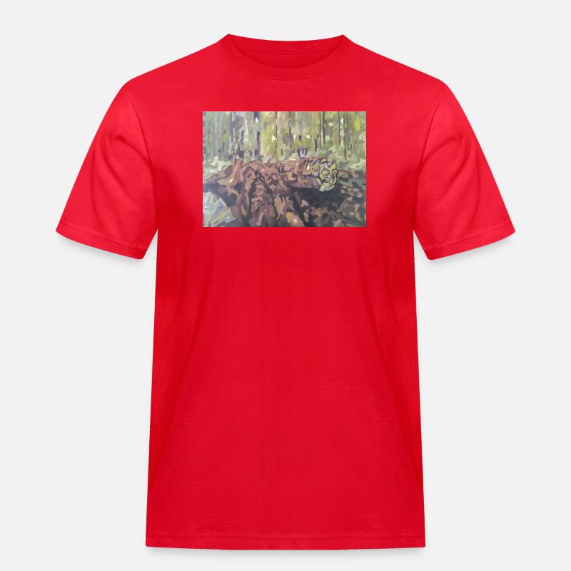 Baumstämme im Wald – eine impressionistische Landschaft - Männer Workwear T-Shirt - Rot