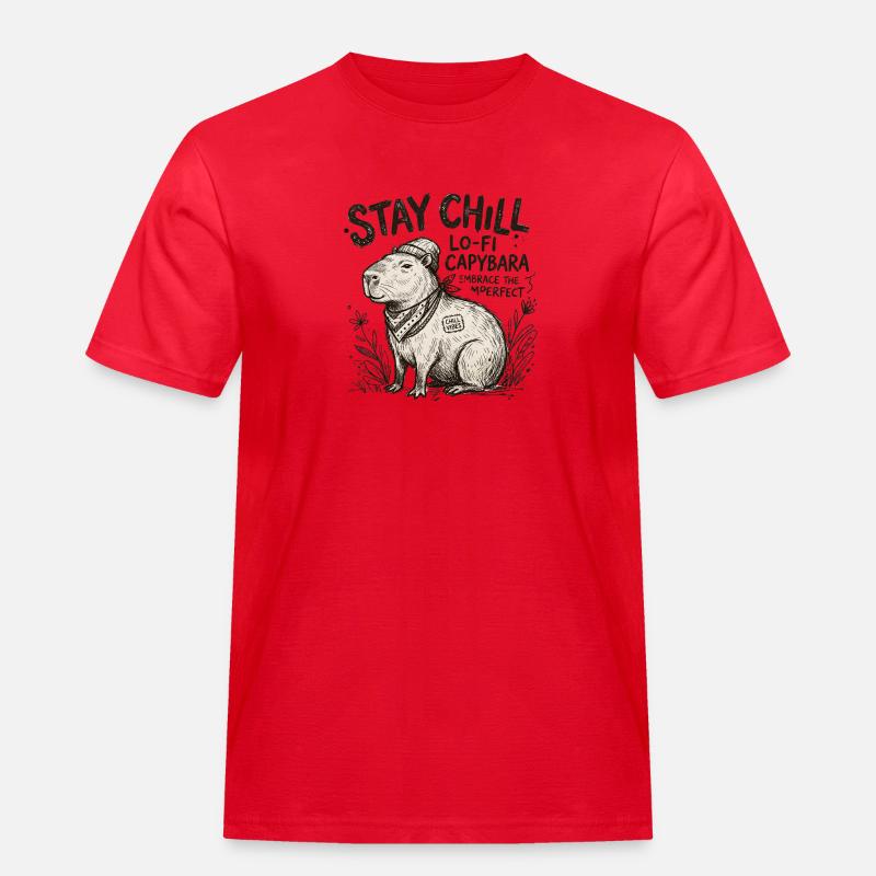Capybara Chill LoFi Artwork - Männer Workwear T-Shirt - Rot
