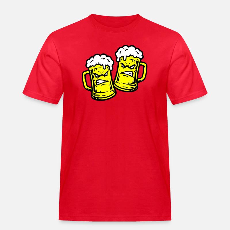 Bier Comic Bierglas - Männer Workwear T-Shirt - Rot