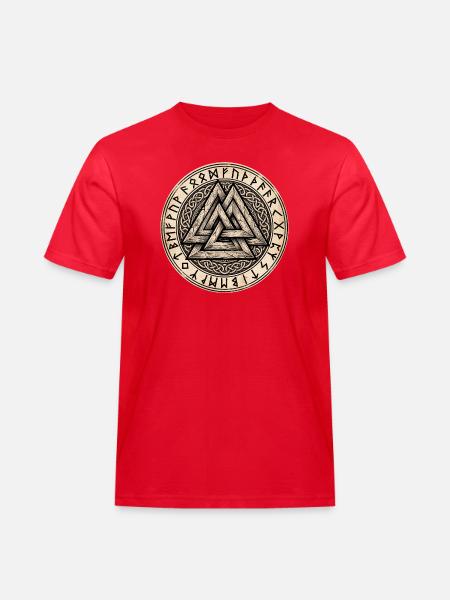 Valknut Knot Circle Glyph - Men's Workwear T-Shirt - red