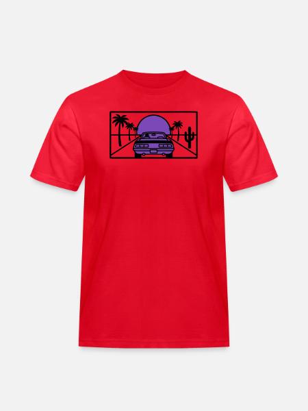Night Driving Highway Graphic - Men's Workwear T-Shirt - red